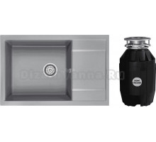 Комплект Мойка Paulmark Flugen 60 PM317850-GRM, серый металлик + Измельчитель Bone Crusher BC 810-AS