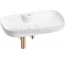 Накладная раковина Wellsee Croquis 2.0 201001099 70 глянцевая белая, розовое золото, прямоугольная, фаянс, с 1 отверстием под смеситель