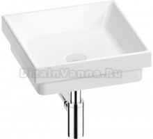 Накладная раковина Wellsee Doux 201001101 40 глянцевая белая, хром, квадратная, фаянс