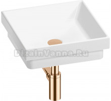 Накладная раковина Wellsee Doux 201001104 40 глянцевая белая, розовое золото, квадратная, фаянс