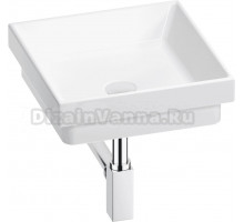 Накладная раковина Wellsee Doux 201001106 40 глянцевая белая, хром, квадратная, фаянс