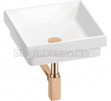 Накладная раковина Wellsee Doux 201001109 40 глянцевая белая, розовое золото, квадратная, фаянс