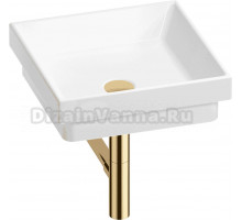 Накладная раковина Wellsee Doux 201001113 40 глянцевая белая, золото, квадратная, фаянс