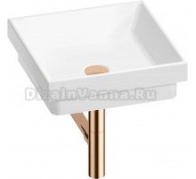 Накладная раковина Wellsee Doux 201001114 40 глянцевая белая, розовое золото, квадратная, фаянс