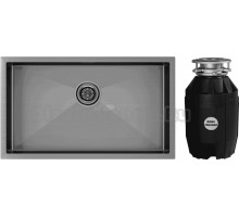 Комплект Мойка Paulmark Gerberg PM257444-GM, вороненая сталь + Измельчитель Bone Crusher BC 810-AS