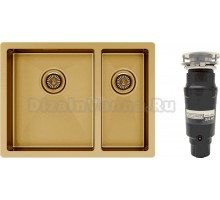 Комплект Мойка Paulmark Gerberg PM225944-BGL, брашированное золото L + Измельчитель Bone Crusher BC 910-SL-Slim Line