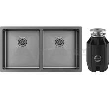 Комплект Мойка Paulmark Gerberg PM237844-GM, вороненая сталь + Измельчитель Bone Crusher BC 910-AS