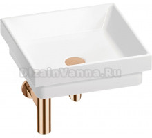 Накладная раковина Wellsee Doux 201001124 40 глянцевая белая, розовое золото, квадратная, фаянс