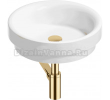 Накладная раковина Wellsee Doux 201001128 40 глянцевая белая, золото, круглая, фаянс