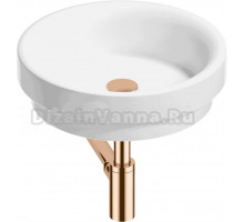 Накладная раковина Wellsee Doux 201001129 40 глянцевая белая, розовое золото, круглая, фаянс