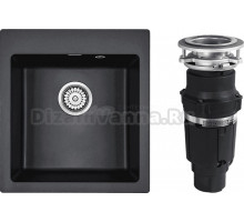 Комплект Мойка Paulmark Kante 45 PM104651-BL, черная + Измельчитель Bone Crusher BC 610-AS