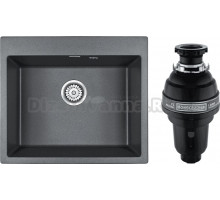 Комплект Мойка Paulmark Kante 60 PM106052-DG, графит + Измельчитель Bone Crusher BC 1000-AS