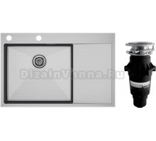 Комплект Мойка Paulmark Kroner-Edge PM777851-BSL, брашированная сталь + Измельчитель Bone Crusher BC 810-SL Slim Line