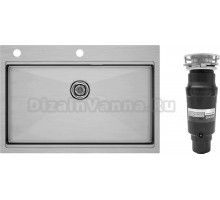 Комплект Мойка Paulmark Kroner-Pro PM707551-BS, брашированная нержавеющая сталь + Измельчитель Bone Crusher BC 910-SL-Slim Line