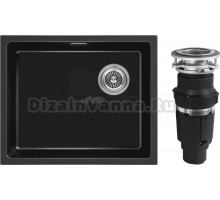 Комплект Мойка Paulmark Lumi LU55SK-BLM, черный металлик + Измельчитель Bone Crusher BC 610-AS