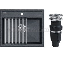 Комплект Мойка Paulmark Stepia + Step PM115951-DG+R375-BS, графит + Измельчитель Bone Crusher BC 610-AS