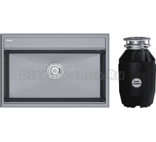 Комплект Мойка Paulmark Stepia 80 PM117551-GRM, серый металлик + Измельчитель Bone Crusher BC 810-AS