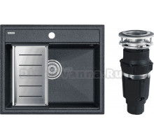Комплект Мойка Paulmark Stepia PM115951-DG+A375-BS, с коландером, графит + Измельчитель Bone Crusher BC 610-AS