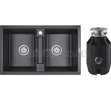 Комплект Мойка Paulmark Tandem 80/2PM238150-BL, черная + Измельчитель Bone Crusher BC 910-AS