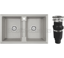 Комплект Мойка Paulmark Tandem 80/2PM238150-GR, серая + Измельчитель Bone Crusher BC 610-AS