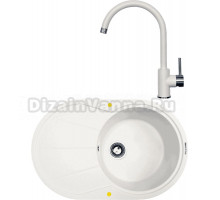 Комплект Мойка Zigmund & Shtain Kreis OV 770 B, каменная соль + Смеситель ZS 1600, каменная соль