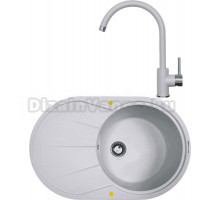 Комплект Мойка Zigmund & Shtain Kreis OV 770 B, млечный путь + Смеситель ZS 1600, млечный путь