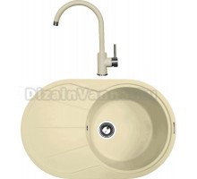 Комплект Мойка Zigmund & Shtain Kreis OV 770 B, молодое шампанское + Смеситель ZS 1600, молодое шампанское