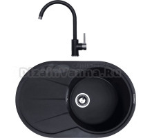 Комплект Мойка Zigmund & Shtain Kreis OV 770 B, черный базальт + Смеситель ZS 1600, черный базальт