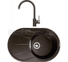 Комплект Мойка Zigmund & Shtain Kreis OV 770 B, швейцарский шоколад + Смеситель ZS 1600, швейцарский шоколад