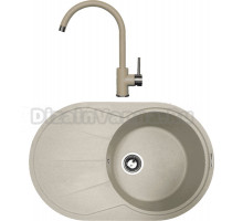 Комплект Мойка Zigmund & Shtain Kreis OV 770 B, речной песок + Смеситель ZS 1600, речной песок