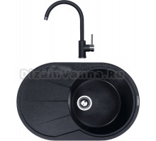 Комплект Мойка Zigmund & Shtain Kreis OV 770 B, темная скала + Смеситель ZS 1600, темная скала