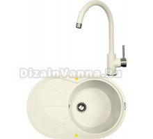 Комплект Мойка Zigmund & Shtain Kreis OV 770 B, топленое молоко + Смеситель ZS 1600, топленое молоко