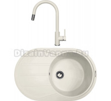 Комплект Мойка Zigmund & Shtain Kreis OV 770 D, индийская ваниль + Смеситель ZS 1700, индийская ваниль