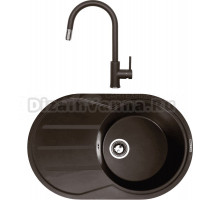 Комплект Мойка Zigmund & Shtain Kreis OV 770 D, швейцарский шоколад + Смеситель ZS 1700, швейцарский шоколад