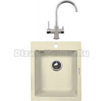 Комплект Мойка Zigmund & Shtain Platz 425, молодое шампанское + Смеситель ZS 1800, молодое шампанское