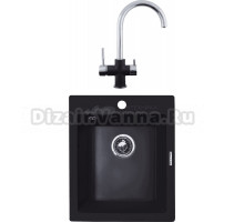 Комплект Мойка Zigmund & Shtain Platz 425, черный базальт + Смеситель ZS 1800, черный базальт