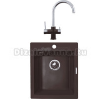 Комплект Мойка Zigmund & Shtain Platz 425, швейцарский шоколад + Смеситель ZS 1800, швейцарский шоколад