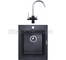 Комплект Мойка Zigmund & Shtain Platz 425, темная скала + Смеситель ZS 1800, темная скала