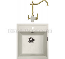 Комплект Мойка Zigmund & Shtain Platz 465, индийская ваниль + Смеситель ZS 1900B, индийская ваниль