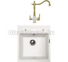 Комплект Мойка Zigmund & Shtain Platz 465, каменная соль + Смеситель ZS 1900B, каменная соль