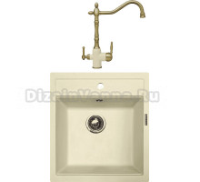 Комплект Мойка Zigmund & Shtain Platz 465, молодое шампанское + Смеситель ZS 1900B, молодое шампанское