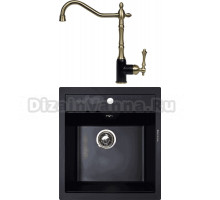 Комплект Мойка Zigmund & Shtain Platz 465, черный базальт + Смеситель ZS 1900, черный базальт
