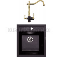 Комплект Мойка Zigmund & Shtain Platz 465, швейцарский шоколад + Смеситель ZS 1900B, швейцарский шоколад