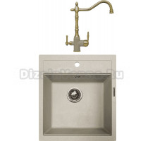 Комплект Мойка Zigmund & Shtain Platz 465, речной песок + Смеситель ZS 1900B, речной песок