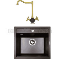 Комплект Мойка Zigmund & Shtain Platz 560, швейцарский шоколад + Смеситель ZS 2100, швейцарский шоколад