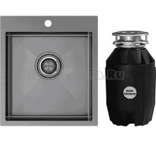 Комплект Мойка Paulmark Velten PM804551-GM, вороненая сталь + Измельчитель Bone Crusher BC 810-AS