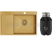 Комплект Мойка Paulmark Velten PM807851-BGR, R, золото + Измельчитель Bone Crusher BC 910-AS