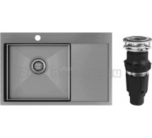 Комплект Мойка Paulmark Velten PM807851-GML, вороненая сталь + Измельчитель Bone Crusher BC 610-AS