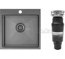 Комплект Мойка Paulmark Velten PM905151-GM, вороненая сталь + Измельчитель Bone Crusher BC 910-SL-Slim Line