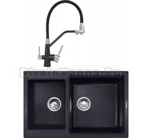 Комплект Мойка Zigmund & Shtain Rechteck 400.275, темная скала + Смеситель ZS 2200, темная скала
